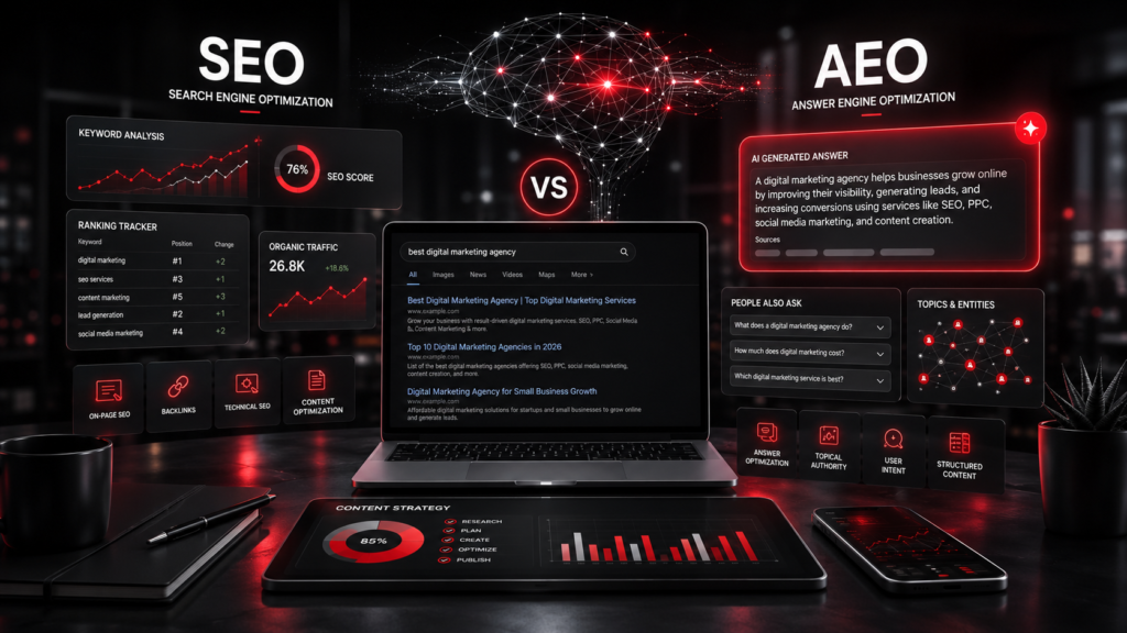 AEO vs SEO strategy for Google AI Overviews and AI Search in 2026